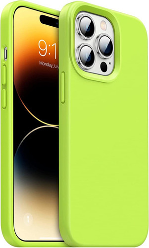 Funda iPhone 14 Pro De Silicona Grado Militar Amarillo Fluo