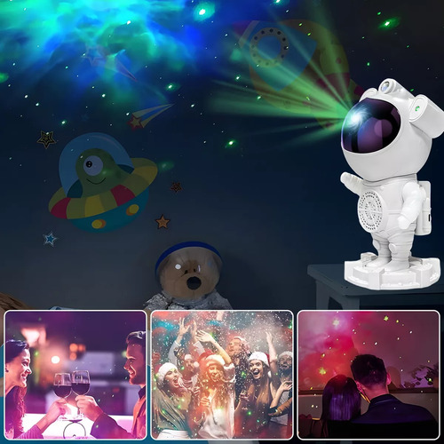 Astronauta Proyector Led/ga-laxia Lampara Blue-tooth Blanco