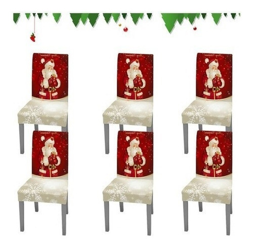 6 Fundas Sillas Comedor Asiento Adorno Navideños Decoración