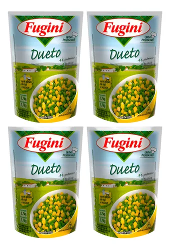 Dueto Milho Ervilha Conserva Sem Glúten Fugini Kit 4und 170g