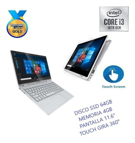 Laptop Portatil Mini Hyundai Core I3 10ma 4gb 64gb 11,6