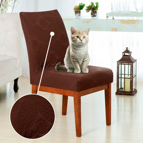 Kit 6 Capa Para Cadeira De Jantar Anti Gato Matelada Tabaco