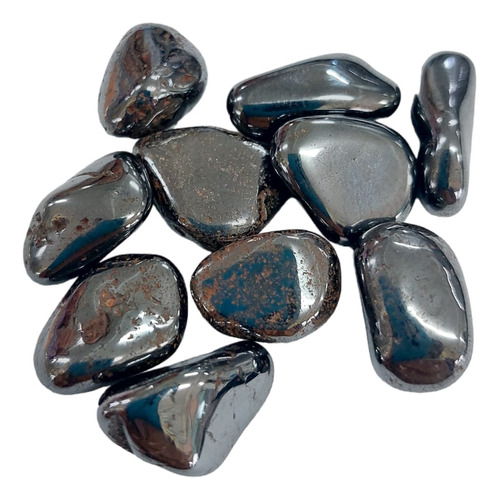 Kit Com 10 Pedras Hematita Negras Rolada Pequena