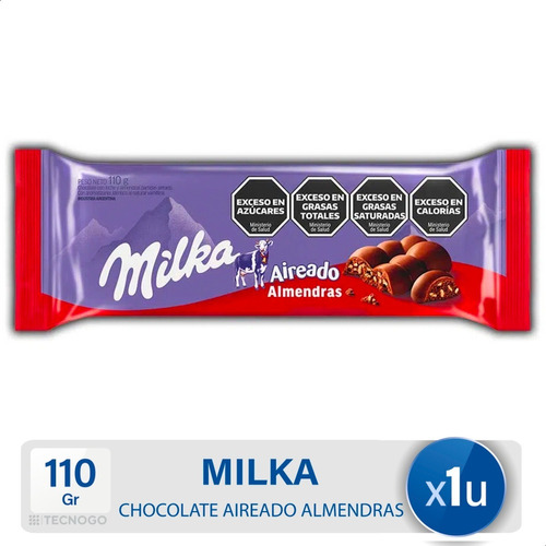 Chocolate Milka Leger Almendrado Aireado Negro