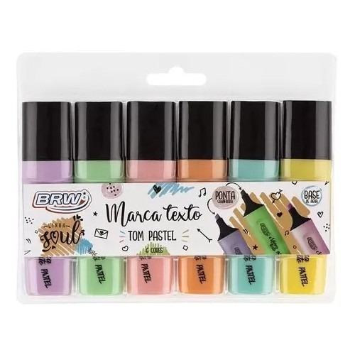 Marca-texto Cor Pastel - Blister C/ 6un Brw