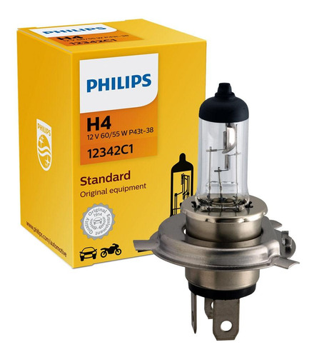 Lâmpada Philips Halógena Standard 55/60w 12v H4 Biodo P43t38