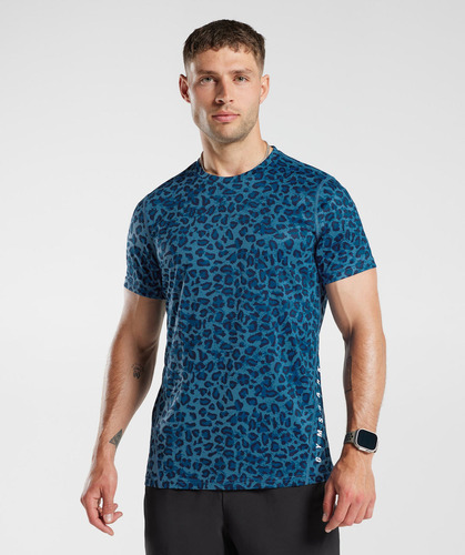 Gymshark Sport Print T-shirt - Denim Blue