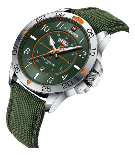 Reloj Naviforce Con Correa De Nailon Estilo Militar P/hombre