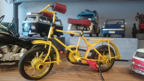 Bicicleta Miniatura Decorativa Metal Amarilla Y Roja