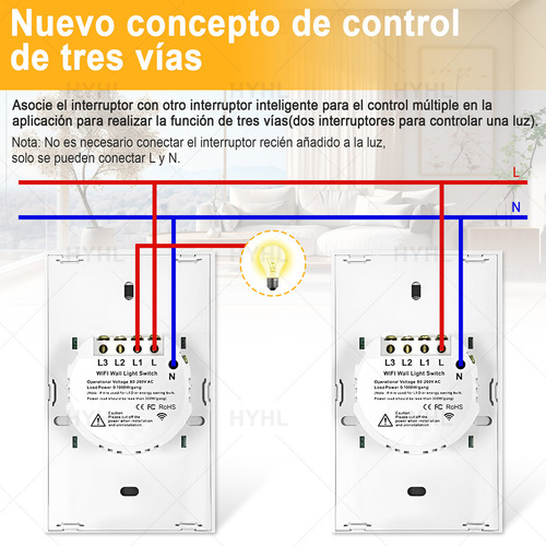 Merion Interruptor Inteligente Touch Wi-fi De 2 Vías Sin Neutro Color Negro Corriente Nominal 10 A Voltaje Nominal 110v