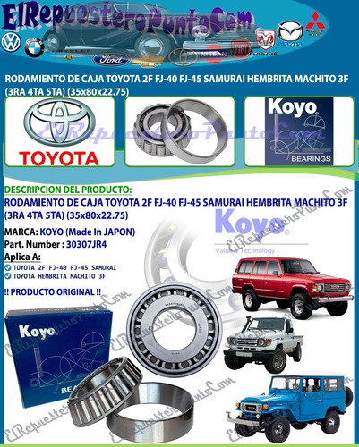 Rodamiento Caja Toyota 2f Fj-40 Samurai Hembrita Machito 3f