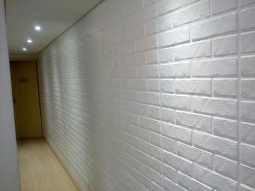 Imagem 8 de 10 de 12m² Placa 3d Tijolinho Em Pvc Adesivo 50x50cm Branco Fosco