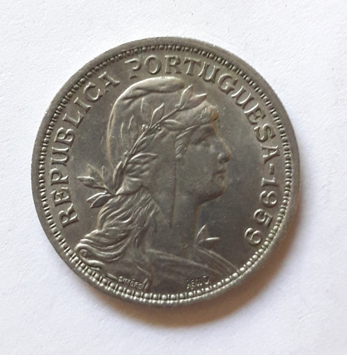 Portugal 50 Centavos 1959 Km#577 Moneda De Cuproniquel
