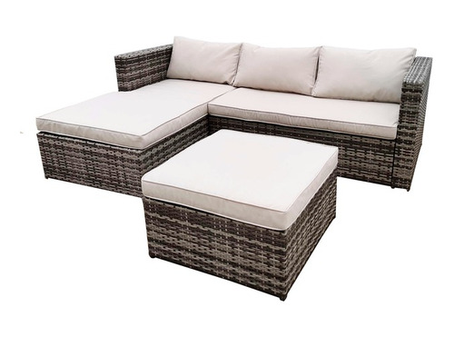 Juego De Rattan Exterior Ecocuero Esquinero - Set Meissa