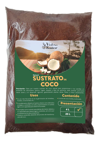 Fibra De Coco 4 Litros Ideal Para Germinación 