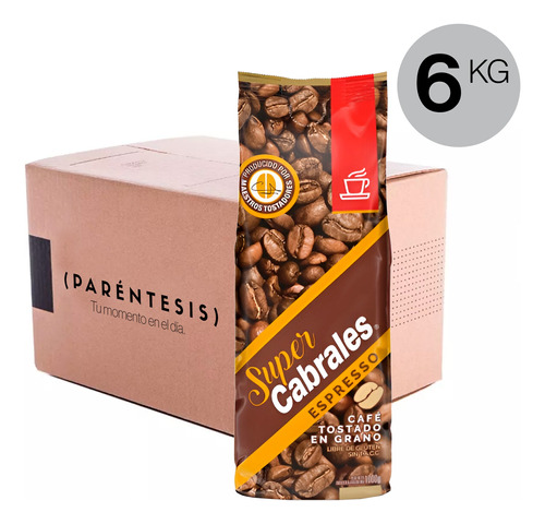 Combo Café Grano Tostado Super Cabrales Espresso 6kg 