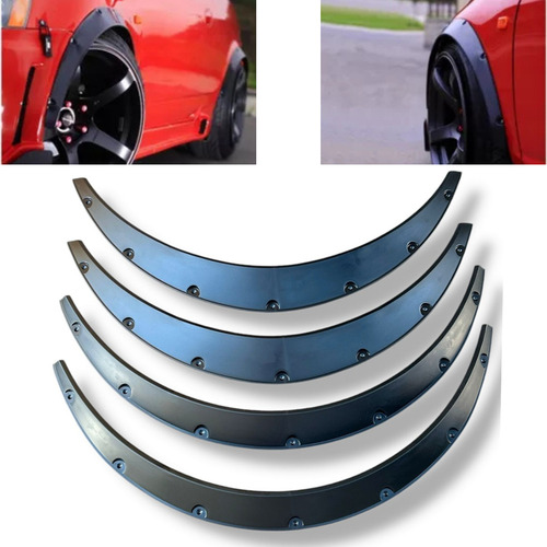 X4 Fender Flares Tapabarro Tuning Negro Para Autos Universal