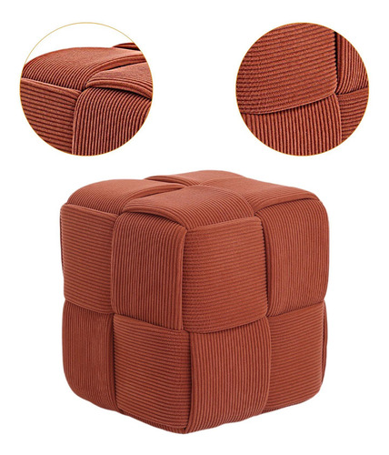 Taburete De Pie Cuadrado Con Asiento Acolchado, Naranja