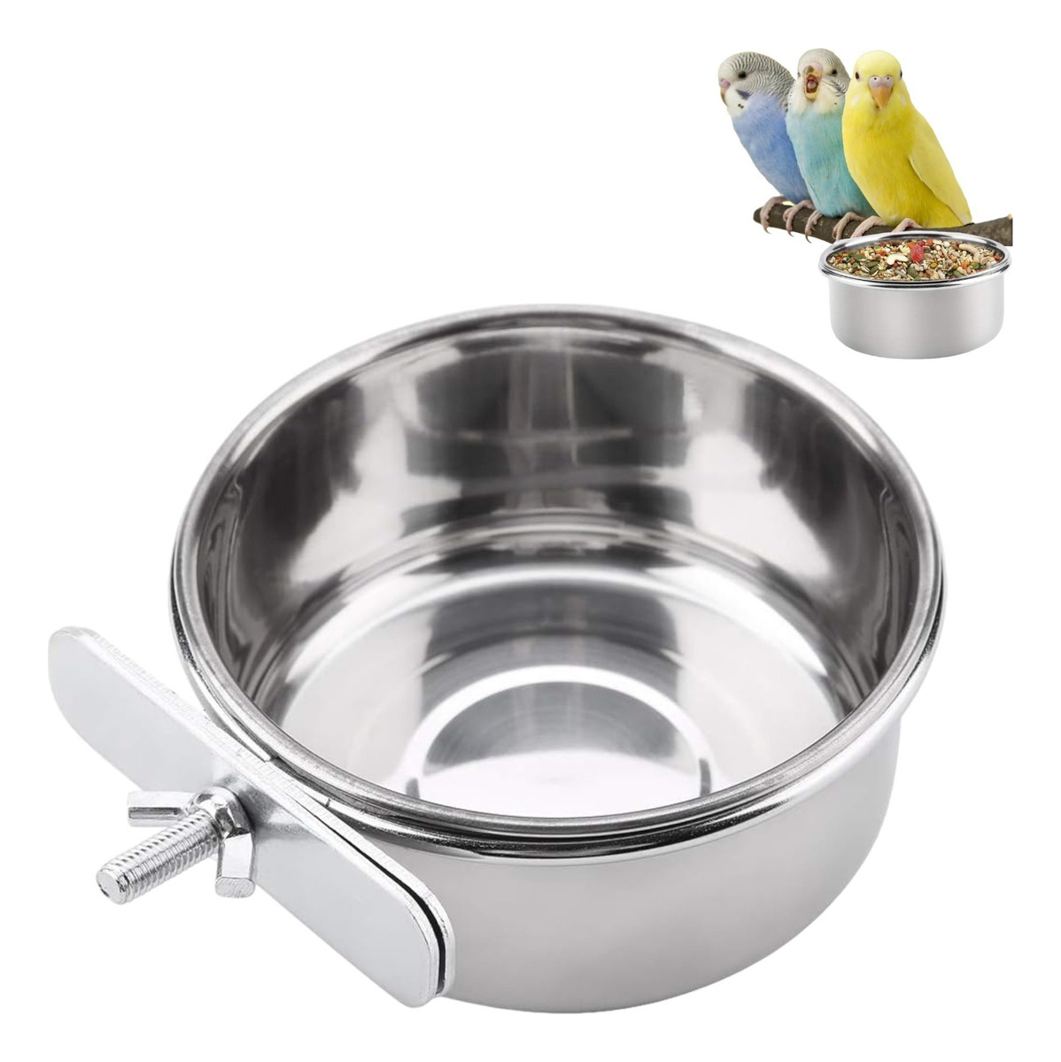 Pet King - Recipiente Tazon de Alimento Para Jaula de Acero 5 Oz Para Mascotas Perros, Conejos, Aves