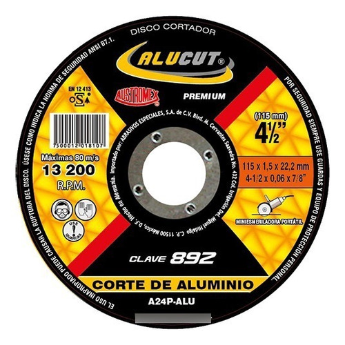 Disco Corte Aluminio 4½inx0.045inx7/8in Corte Preciso Alucut