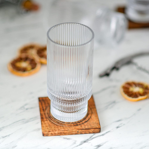 Vaso Texturizado De Vidrio Grueso 330 Ml 4 Piezas