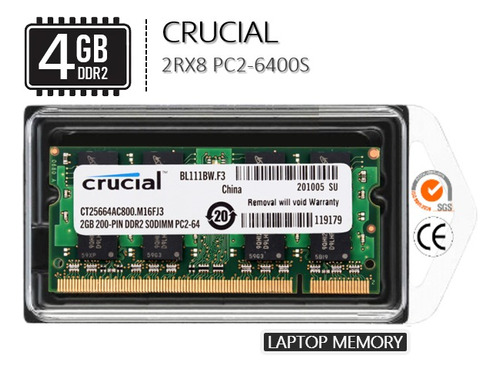 4gb Ddr2 800mhz Dual Rank 1.8v 200-pin Laptop Memory