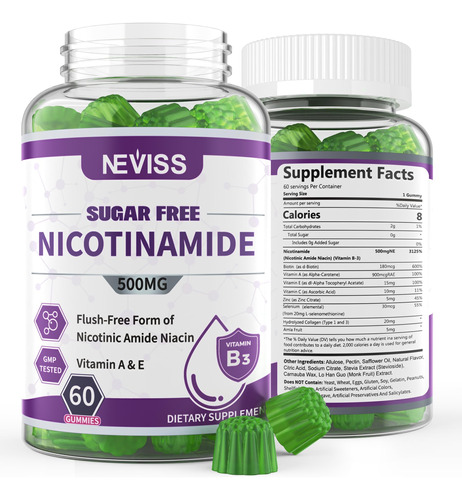 Gomitas De Nicotinamida Sin Azucar De 500 Mg (niacina Libre