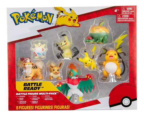 Pokemon Battle Ready Pikachu Raichu Eevee Pack X 8 Figuras