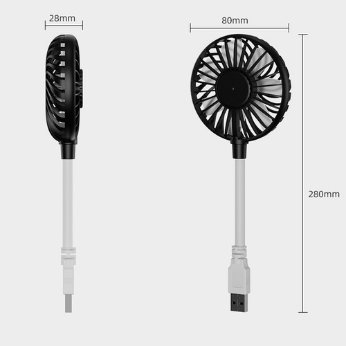 Ventilador Usb Portátil Con Cuello Negro 28x8x2,8cm
