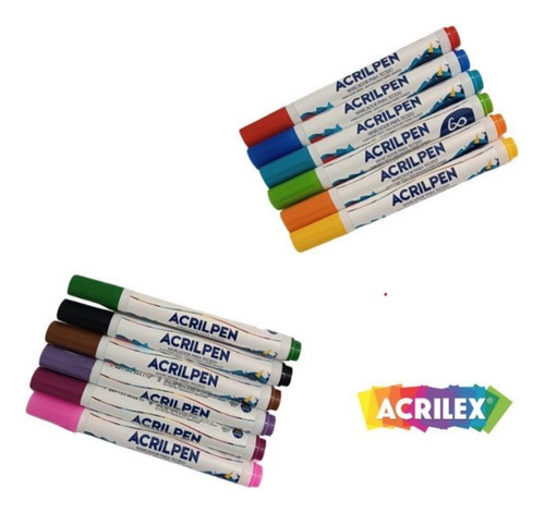 Acrilpen Caneta Para Tecido Acrilex - Kit Escolha 9 Cores
