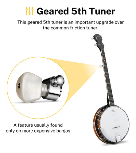 Banjo Donner Dbj-200 Banjolele Tenor De 5 Cuerdas, Tamaño Co