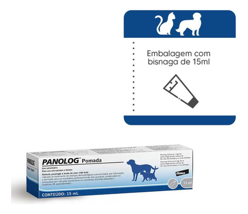 Panalog Pomada Anti-inflamatória Cães E Gatos Elanco - 15ml