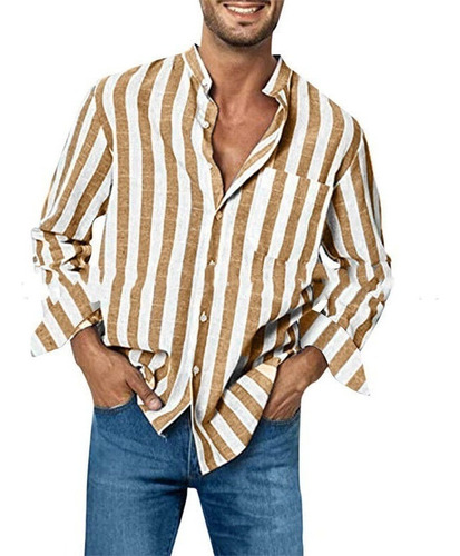 Camisa Holgada A Rayas De Manga Larga Para Hombre