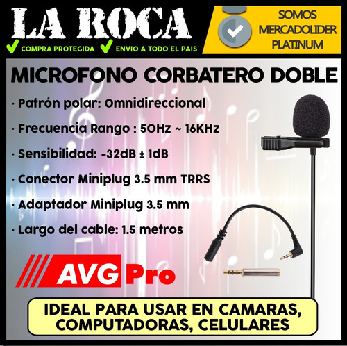 Imagen 4 de 10 de Microfono Doble Corbatero Pc Smartphone Notebook Cuotas