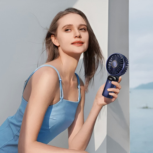 Mini Ventilador Portatil De Mano Plegable 5 Velocidades Con base Y Carga Usb