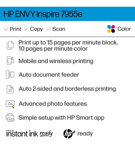 Impresora Multifuncional Inalámbrica Hp Envy Inspire 7955e