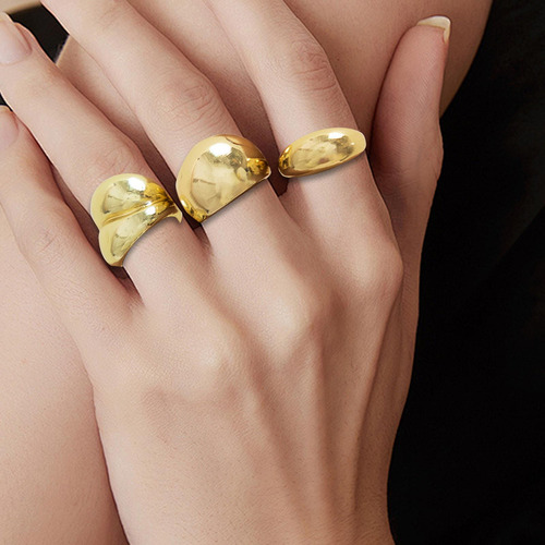 3 Uds Anillos Abiertos Anillos De Mujer Moda Geométrica Oro