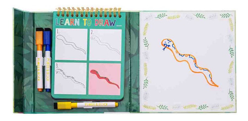 Libreta Aprendiendo A Dibujar Reutilizable Animales Jungla Color Verde Claro
