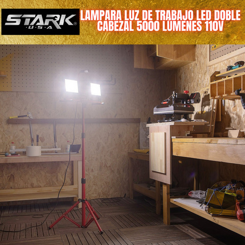 Lampara Luz De Trabajo Led Doble Cabezal 5000 Lúmenes 110v