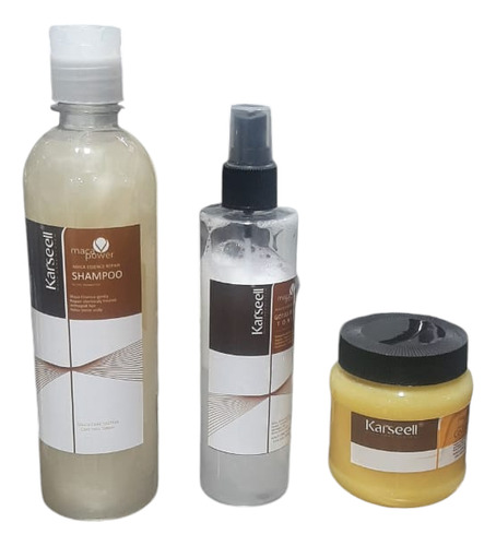 Kit 3 Pzs Crema Colageno Shampo Fijador Cuidado Del Cabello