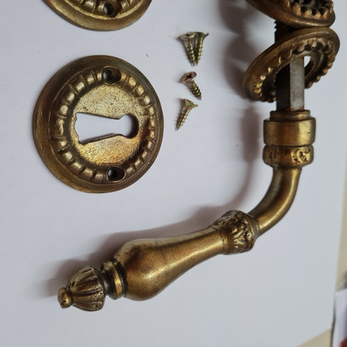 Picaporte Antiguo Dorado Viejo En Bronce Macizo Artesanal