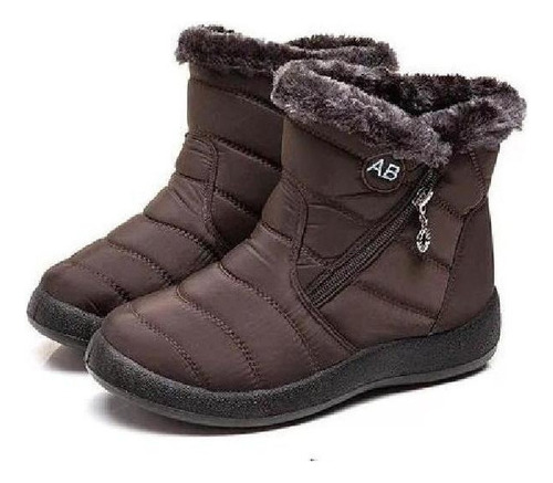 Botas De Nieve Cálidas Impermeables Con Cremallera Lateral