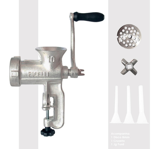 Moedor Carne Manual Boca 10 Picelli Com Disco E Funil