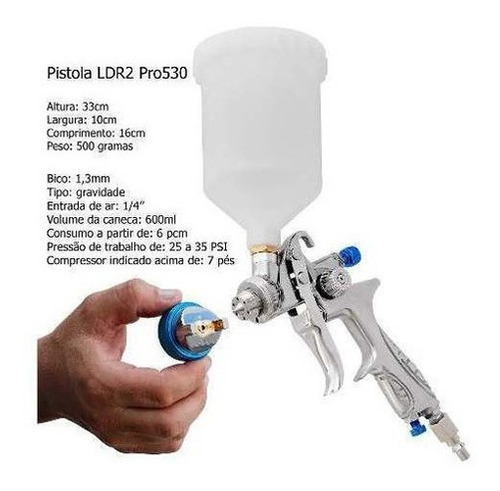 Pistola De Pintura Hvlp 1,3 + Mini Bico 0,8 + Filtro Pf2