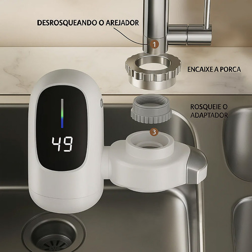 Aquecedor De Torneira Elétrico 3000w Água Quente Instantânea