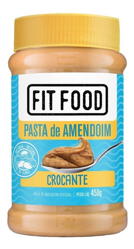 Pasta De Amendoim Crocante Integral Fit Food 450g Sem Açúcar