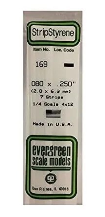 Tiras De Plástico Evergreen .080 X .250 (7), Modelo Evg169