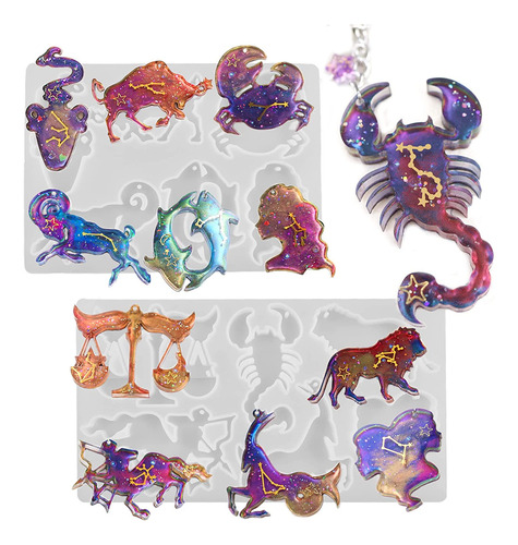 Moldes Para Artesanías De Resina Del Zodiaco 12 Animales