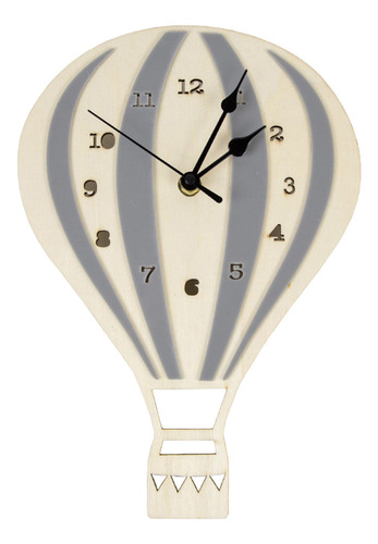 Reloj De Pared Gris Claro Con Diseño De Globo Aerostático, D