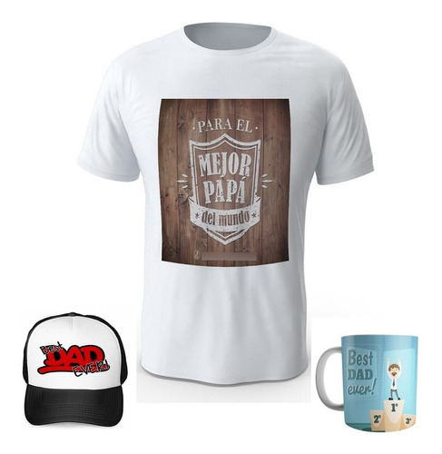 Combo Camiseta + Gorra + Mug Dia Del Padre Papá R36